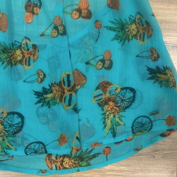 VOLCOM | Stephanie Cherry teal chiffon open back sleeveless top/blouse/tank - Picture 3 of 7